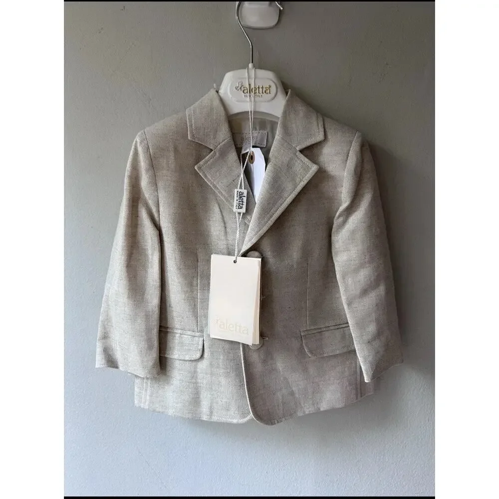 Aletta boys 2 piece cotton/linen formal set 12 month NWT Made In Italy
